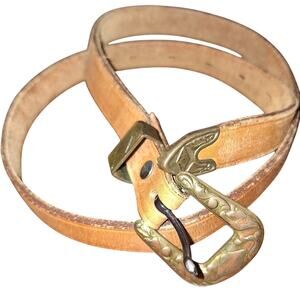 Women's 30 Leather Belt with Floral Brass‎ Buckle Boho Dress Belt Dress Accent